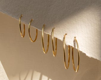 Medium Thin Hoop Earrings in Gold by Caitlyn Minimalist • Medium Endless Gold Hoops • Minimalist Earrings • Birthday Gift for Her • ER157