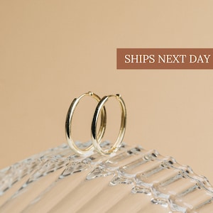 Classic Hoops • Gold Hoop Earrings by CaitlynMinimalist • Medium Gold Hoops • Perfect Gift for Her • Bridesmaid Gifts  • ER025