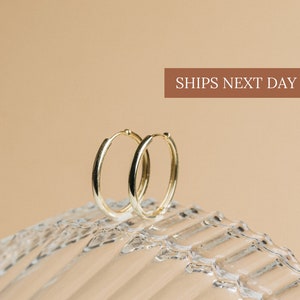 Classic Hoops • Gold Hoop Earrings by CaitlynMinimalist • Medium Gold Hoops • Perfect Gift for Her • Bridesmaid Gifts  • ER025