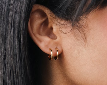 Twin Hoops • Duo Hoop Earrings in Gold by Caitlyn Minimalist • Modern Earrings • Perfect Gift for Her • Gifts for Mom • ER140