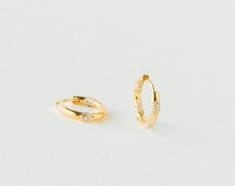 Space Diamond Huggies Earrings • Eternity Pave Huggie Earrings by Caitlyn Minimalist • Minimalist Earrings • Gift for Her • ER065