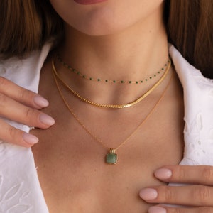 Jade Pendant Necklace by Caitlyn Minimalist Vintage Green Layering Necklace Lucky Jade Jewelry Gift for Her Graduation Gift NR151 image 8