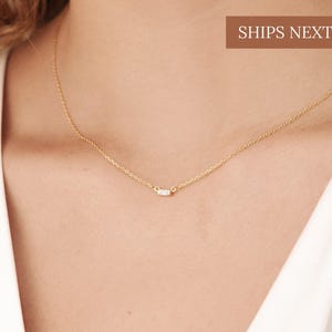 Baguette Diamond Necklace by Caitlyn Minimalist • Perfect Gift for Her • NR005