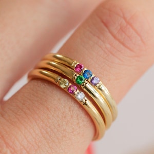 Mini Birthstone Ring by CaitlynMinimalist • Mothers Ring • Dainty Gemstone Ring • Stacking Ring • Personalized Jewelry Gift For Mom • RM85