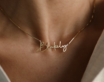 Collar con nombre personalizado de CaitlynMinimalist • Collar con nombre en oro con cadena tipo caja • Regalo perfecto para ella • Regalo personalizado • NM81F91