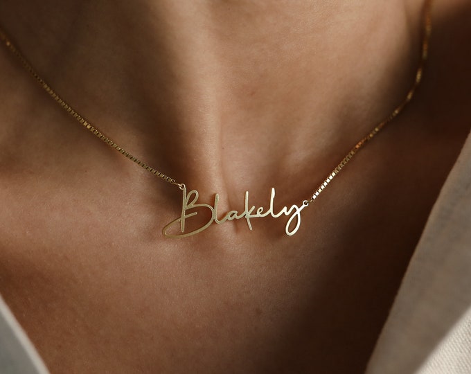 Personalized Name Necklace by CaitlynMinimalist • Gold Name Necklace with Box Chain • Perfect Gift for Her • Personalized Gift • NM81F91