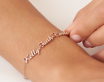 Multiple Name Bracelet in Sterling Silver, Gold & Rose Gold by CaitlynMinimalist • Perfect Gift for New Mom • Best Friend Gift • BH08aF49