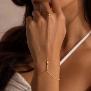 Diamant-Armband mit Kette von Caitlyn Minimalist • Zartes Armband mit Kristall-Edelsteinen • Sommerschmuck • Brautgeschenk • BR124