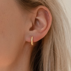 Twisted Huggie Earrings by Caitlyn Minimalist New Petite Hoop Earrings Perfect Simple Earrings For Her ER046 image 1