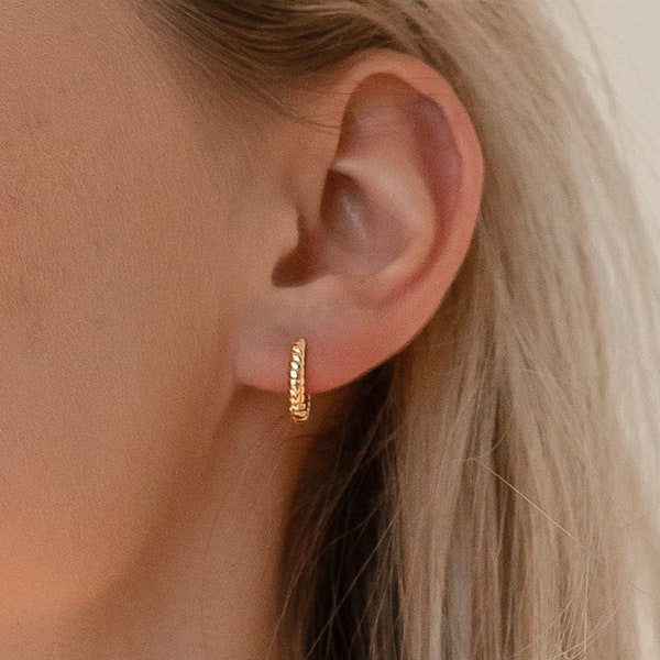Twisted Huggie Earrings by Caitlyn Minimalist • New Petite Hoop Earrings • Perfect Simple Earrings For Her • ER046