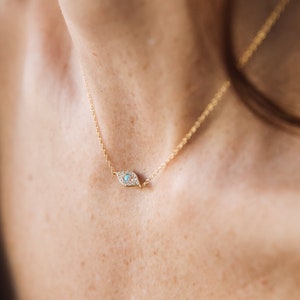 Opal Eye Necklace in Gold, Sterling Silver by Caitlyn Minimalist • Perfect Gift for Her • NR032