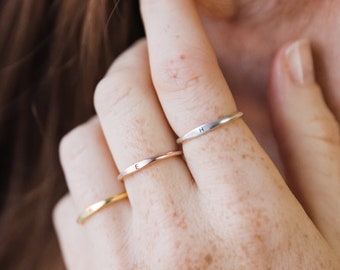 Minimal Initial Ring • Skinny Letter Ring • Custom Name Ring • Mother Ring • Stacking Ring • Bridesmaid Gifts  • RM21F77