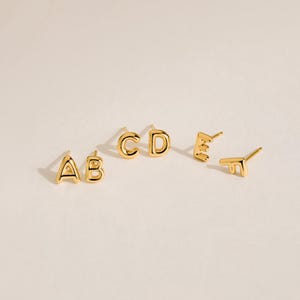 Initial Earrings by Caitlyn Minimalist • Dainty Bubble Letter Stud Earrings in Gold • Personalized Jewelry • Birthday Gift for Her • ER270