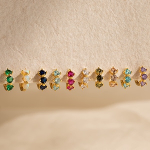Birthstone Huggie Earrings by CaitlynMinimalist • Statement Hoops with Bold Gemstones • Crystal Jewelry • Custom Birthday Gift • ER380