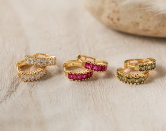 Birthstone Huggie Hoops by Caitlyn Minimalist • Small Gold Gemstone Hoop Earrings • Birthstone Jewelry • Gifts for Her • ER303