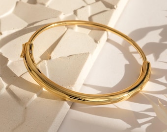 Hinge Bangle Bracelet by Caitlyn Minimalist • Simple Stackable Gold & Silver Bracelet • Statement Jewelry • Birthday Gifts for Her • BR033