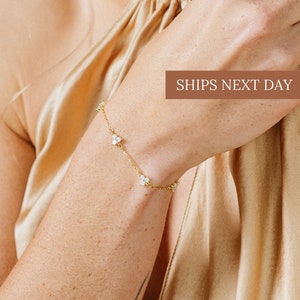 Mini Diamond Charm Bracelet By Caitlyn Minimalist • Minimalist Stacking Chain Bracelet • Perfect Gift for Her • Mothers Day Gifts • BR007