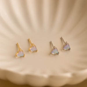 Moonstone Heart Earrings by Caitlyn Minimalist • Gemstone Heart Stud Earrings • Dainty Moonstone Jewelry • Mothers Day Gift for Wife • ER548