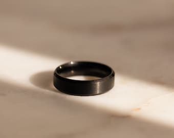 Men's Thick Ring Band by Caitlyn Minimalist • Men's Wedding Band • Simple Black Statement Ring • Men's Jewelry • Gift for Him • RR131