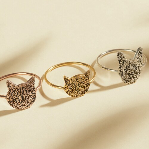Custom Pet Portrait Ring Your Pet Ring Personalized Pet Etsy
