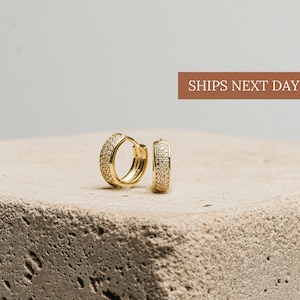 Pave Diamond Hoops • Mini Huggie Hoops by Caitlyn Minimalist • Mini Gold Diamond Hoop Earrings • Perfect Gifts for Her • ER031