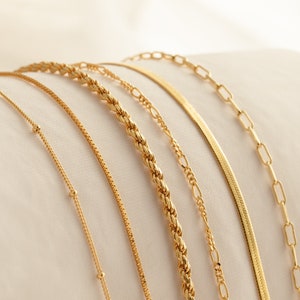 Minimalist Bracelet Chains by Caitlyn Minimalist Silver & Gold Herringbone, Paperclip, Rope, Box Chain Bracelets Dainty Everyday Jewelry image 2