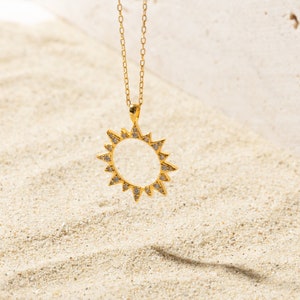 Pave Sun Necklace by Caitlyn Minimalist • Minimalist Necklace • Dainty Necklace • Summer Jewelry • Gift for Her • NR046
