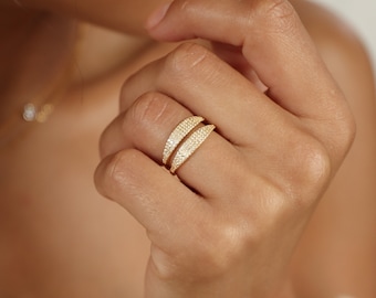 Gina Pave Signet Ring by Caitlyn Minimalist • Skinny Pave Ring • Stacking Ring • A Must Have • Diamond Signet Ring • RR034