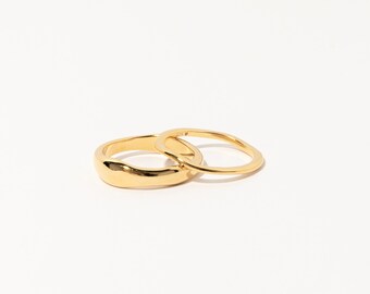 Set of 2: Duo Form Rings by Caitlyn Minimalist • Minimalist Style Stacking Rings in Gold • Perfect Additions to your Minimalist Look • RR026