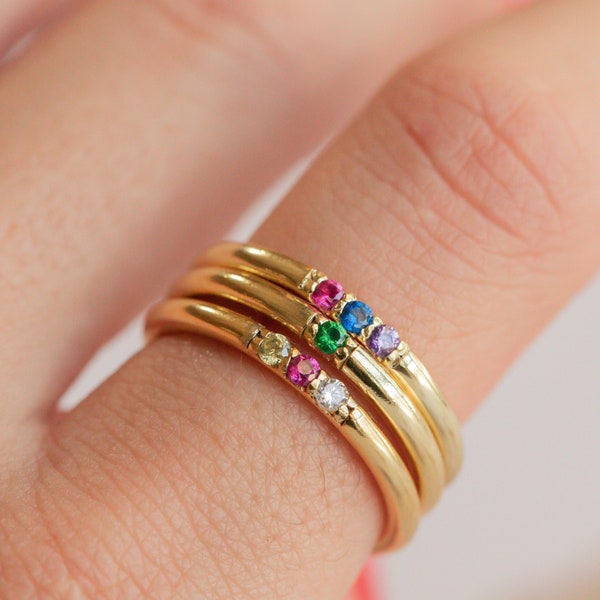 Mini Birthstone Ring by Caitlyn Minimalist • Mothers Ring • Dainty Gemstone Ring • Stacking Ring • Personalized Gift For Mom • RM85