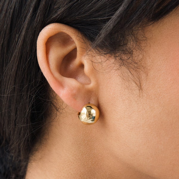 Chunky Ball Hoops • Bold Ball Huggie Earrings in Gold by Caitlyn Minimalist • Modern Earrings • Perfect Gift for Her • ER139