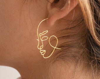 Abstract Face Hoops • Face Earrings • Abstract Earrings • Modern Earrings • Perfect Gift for Her • ER054