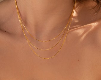 Box Chain Layered Necklace by Caitlyn Minimalist • Layering Necklace, Perfect for Everyday Wear • Gift for Her • NR168