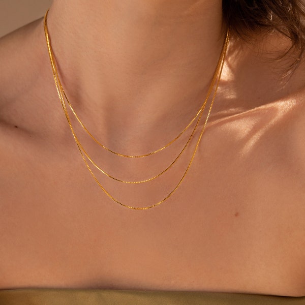 Box Chain Layered Necklace by Caitlyn Minimalist • Layering Necklace, Perfect for Everyday Wear • Gift for Her • NR168