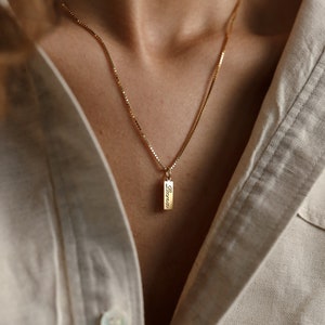 Dainty Name Tag Necklace with Box Chain • Custom Initial Tag Necklace by Caitlyn Minimalist • Personalized Gift for Mom • NM83NIF62