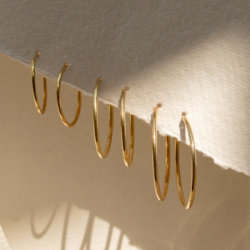 Thin Hoops in Gold by Caitlyn Minimalist Endless Hoop - Etsy