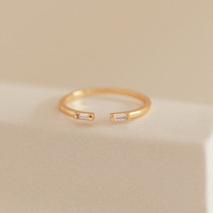 Duo Baguette Ring by Caitlyn Minimalist • Baguette Diamond Ring • Engagement Ring • Anniversary Ring • Bridesmaid Gifts • RR017