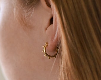 Beaded Hoop Earrings in Gold and Sterling Silver • Unique Earrings • Huggie Hoop Earrings • Small Gold Hoop Earrings • Gift for Her • ER135