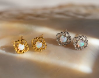 Opal Stud Earrings By Caitlyn Minimalist • Elegant Gemstone Earrings • Dainty Birthstone Jewelry • Anniversary Gift • ER289