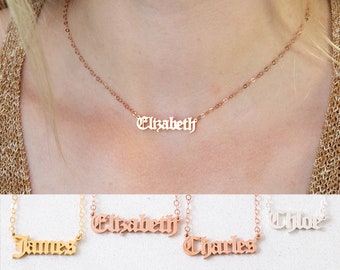 Old English Name Necklace • Dainty Name Necklace • Children Necklace • Baby Gift Necklace • Birthday Gift • Gift for Her • NH02F69