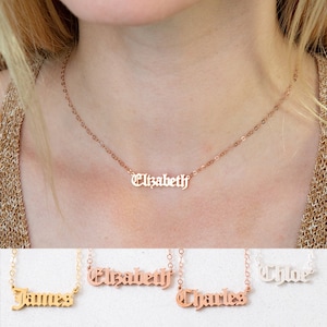Old English Name Necklace • Dainty Name Necklace • Children Necklace • Baby Gift Necklace • Birthday Gift • Gift for Her • NH02F69