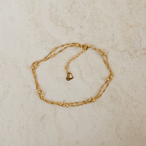 Duo Bead Chain Anklet • Delicate Anklet • Fine Beaded Chain Anklet • Summer Jewelry • Perfect Gift for Her • BR016