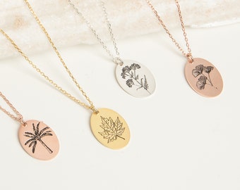 Collana con piante personalizzata di CaitlynMinimalist • Collana di fiori • Regalo per lei • Regali per la damigella d'onore • NM48b