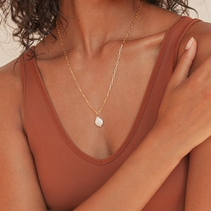 Baroque Pearl Pendant Necklace by Caitlyn Minimalist Irregular Pearl Necklace Long Necklace, Perfect for Layering NR012 image 2