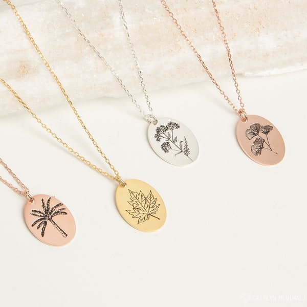 Custom Plant Necklace by CaitlynMinimalist • Flower Necklace • Gift For Her • Bridesmaid Gifts • NM48b