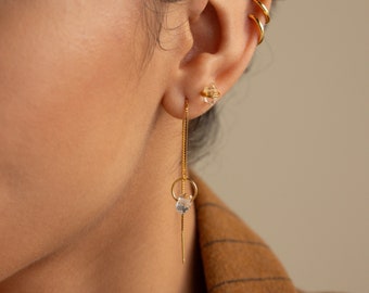 Herkimer Diamond Earrings by Caitlyn Minimalist • Diamond Gemstone Threader Earrings • Dainty Stud Earrings • Crystal Jewelry • Gift for Her