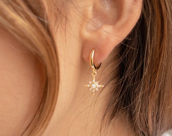 Starburst Huggie Earrings by Caitlyn Minimalist • Trending Opal Star Earrings • Perfect Minimalist Look • Gift for Her • ER055