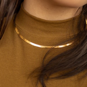 Thick Herringbone Necklace in Gold & Sterling Silver by Caitlyn Minimalist • A Must Have Layering Necklace, Perfect for Everyday • NR028