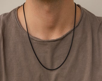 Men's Black Chain Necklace by CaitlynMinimalist • Rolo Chain Necklace for Men • Everyday Men's Jewelry • Birthday Gift for Him • NR153