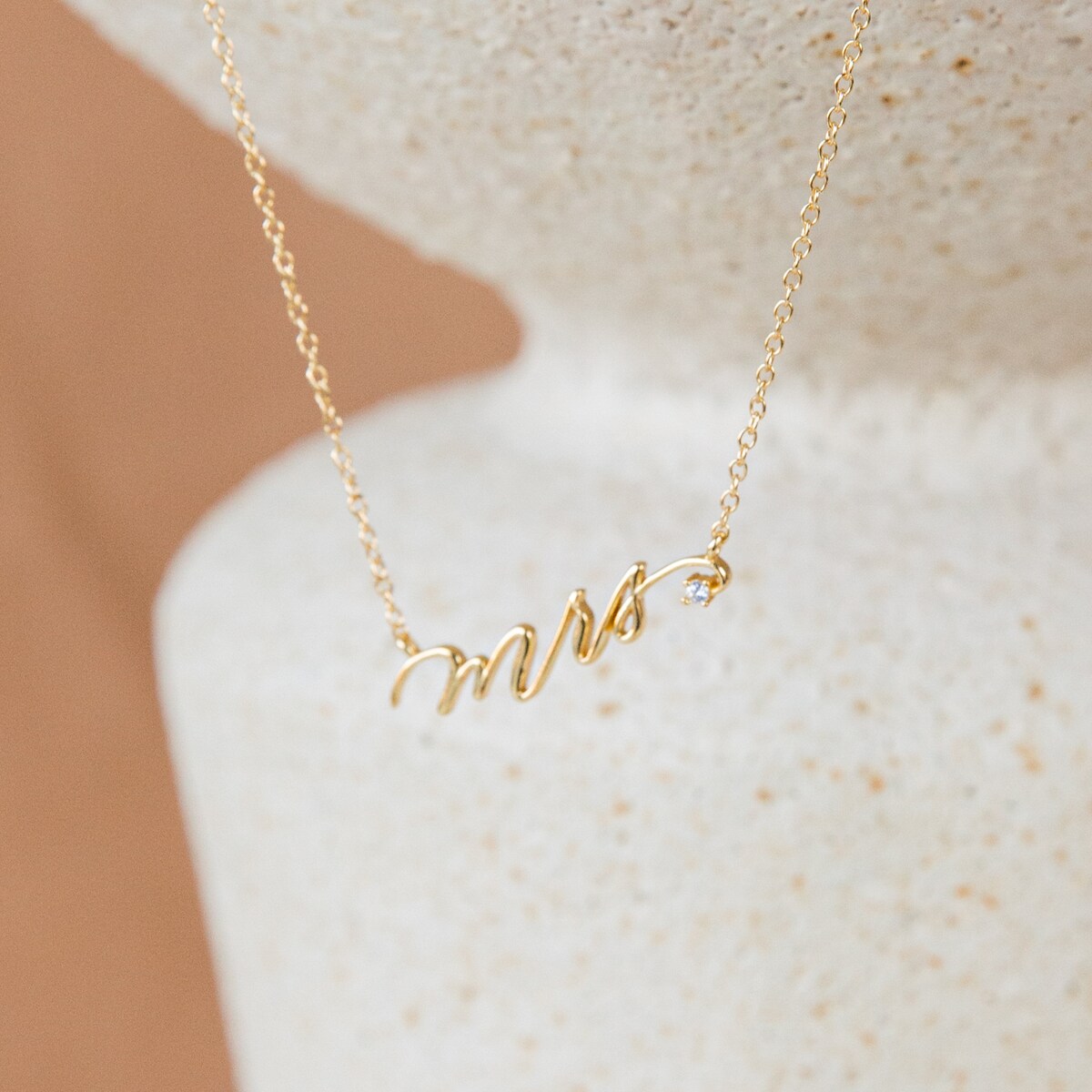 Mrs. Necklace With White Diamond - Etsy